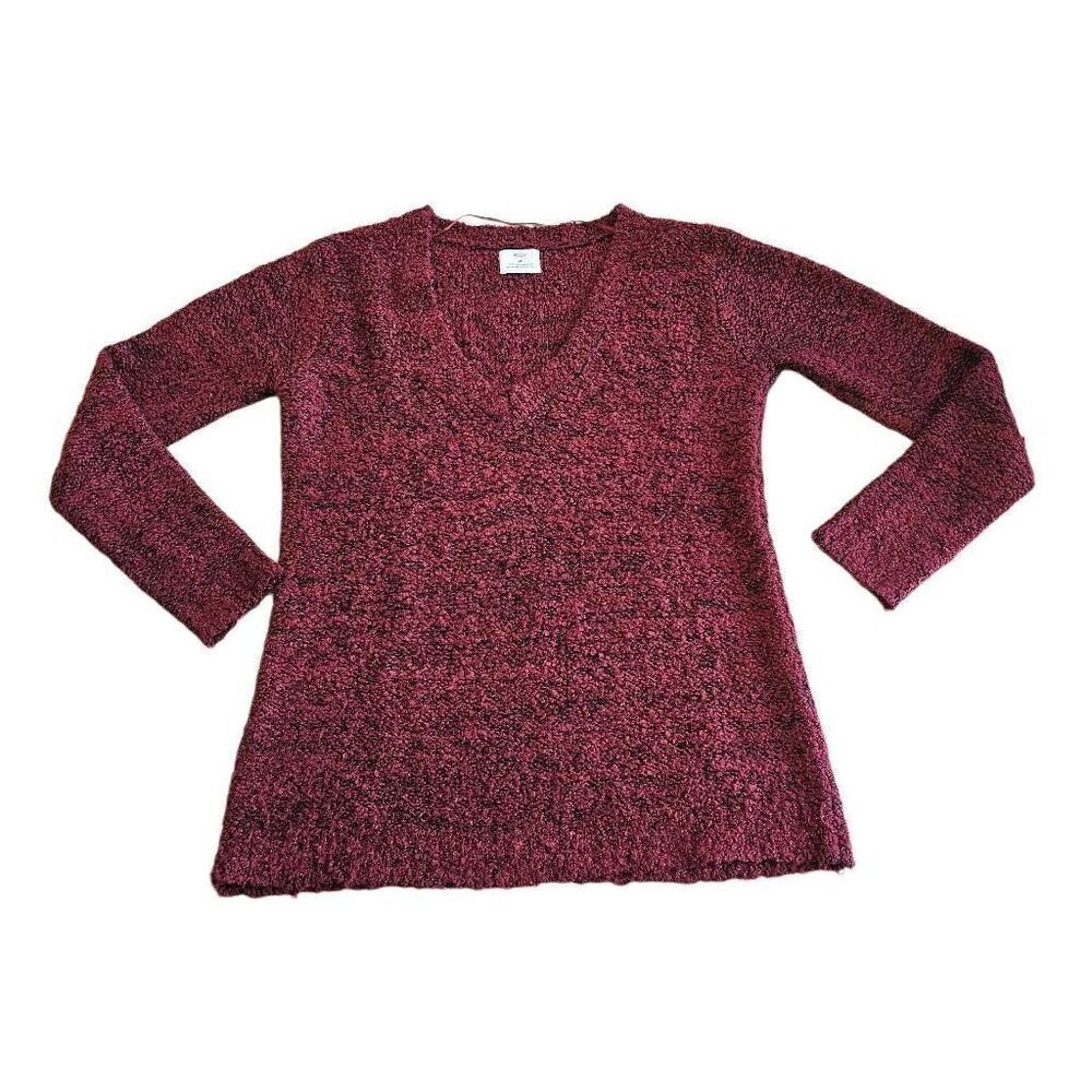 Pins and needles Anthropologie womens Sz M red black fuzzy textured sweater